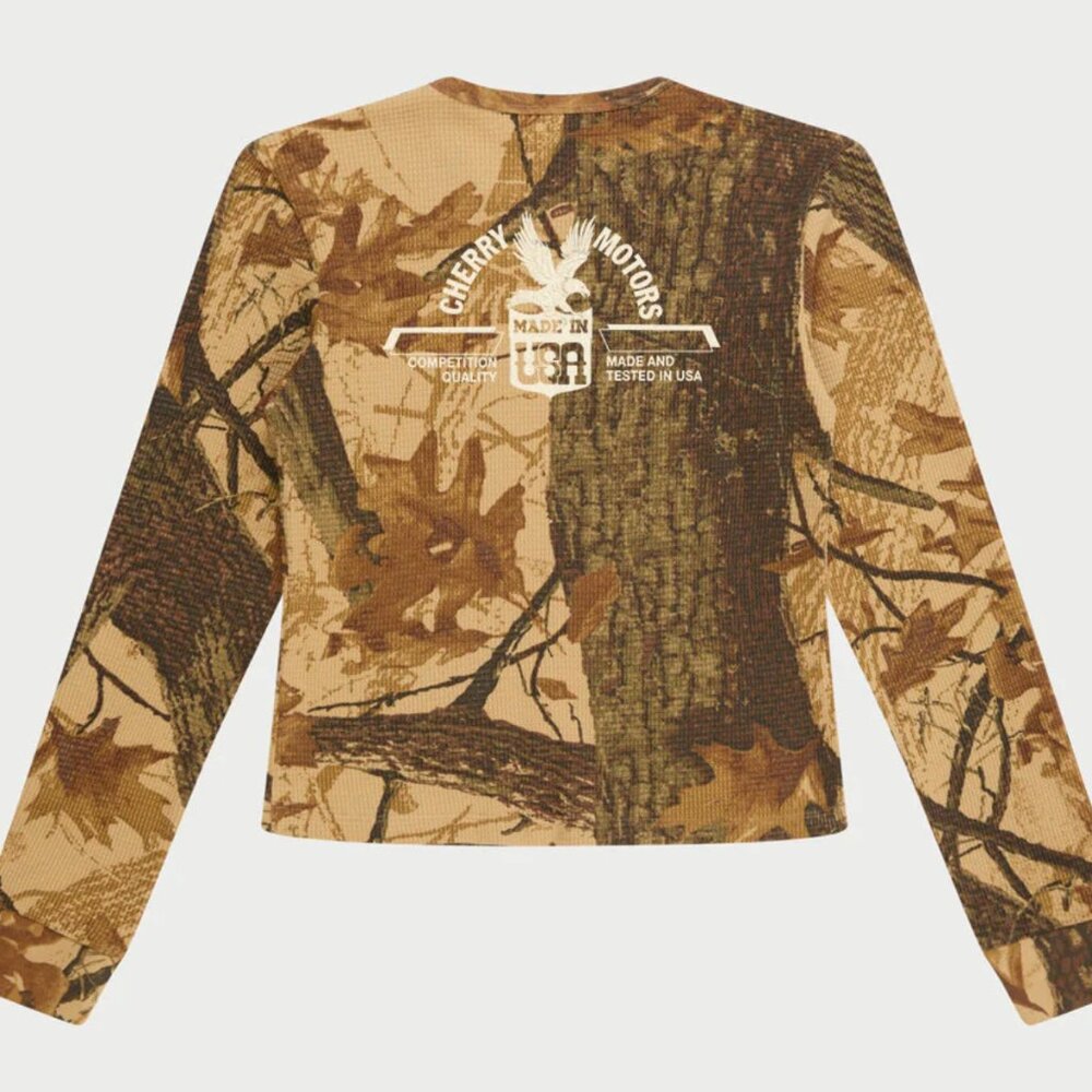 Womens Cherry Thermal Camo Long Sleeve